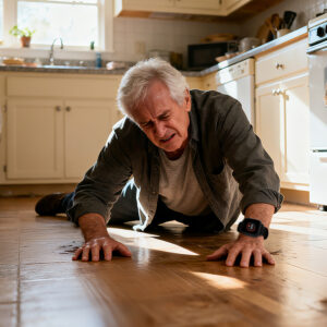 Smartwatch with emergency alert system detecting fall automatically — part of medical alert smartwatch safety features.