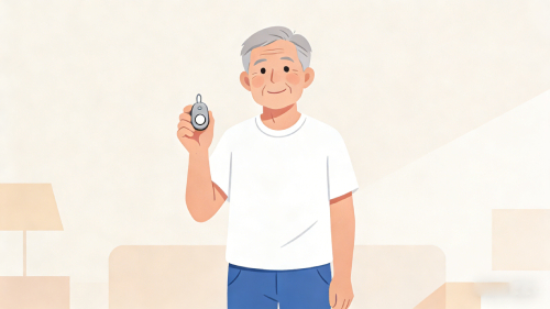 Illustration of how a PERS system works step by step, from pressing the personal alarm button to contacting the 24/7 emergency center.