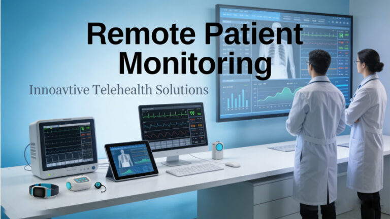 Diagram showing how Remote Patient Monitoring (RPM) works — connecting patients, wearable devices, and healthcare providers through cloud-based technology.