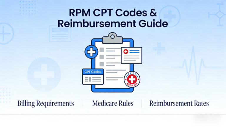 RPM CPT codes 2026 billing guide showing Medicare reimbursement and remote patient monitoring workflow