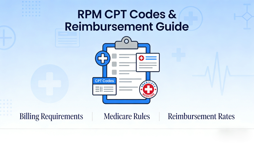 RPM CPT codes 2026 billing guide showing Medicare reimbursement and remote patient monitoring workflow