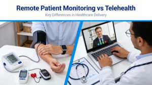 RPM vs telehealth decision guide showing which is better for monitoring, consultations, and chronic disease management